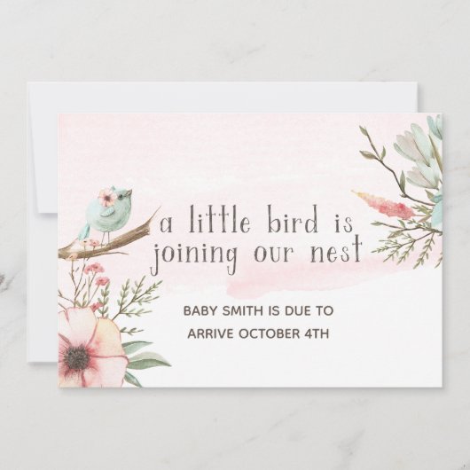 Klein vogeltje zwangerschapsaankondiging kaart (Voorkant)
