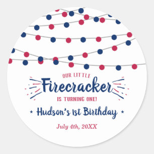 Klein Vuurwerk 4 juli 1e verjaardag Ronde Sticker