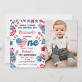 Klein vuurwerk 4 juli 1e verjaardagsfoto kaart (Voorkant)