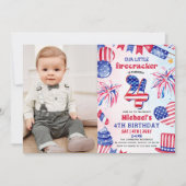 Klein Vuurwerk 4 juli  4e verjaardagsfoto Kaart (Voorkant)