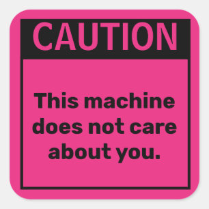 Klein waarschuwingssysteem voor parodie vierkante sticker