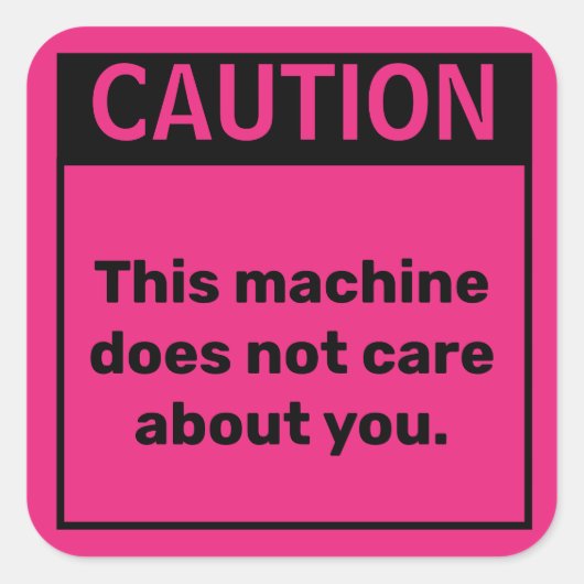 Klein waarschuwingssysteem voor parodie vierkante sticker (Voorkant)