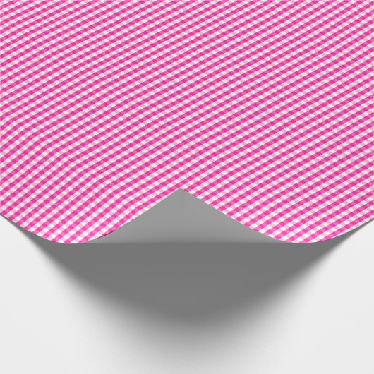 Klein warm roze en wit gingham-pakpapier cadeaupapier (Hoek)