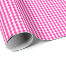 Klein warm roze en wit gingham-pakpapier cadeaupapier