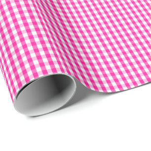 Klein warm roze en wit gingham-pakpapier cadeaupapier