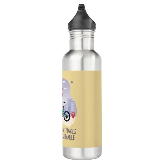 Klein wiel dat de rit aangenamer maakt waterfles  (Rechts)