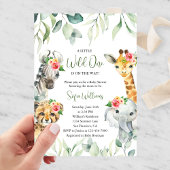 Klein wild dier op weg baby shower uitnodiging
