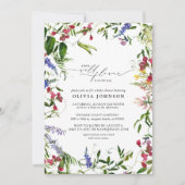 Klein Wildflower Script Bloemen Baby Shower Kaart (Voorkant)