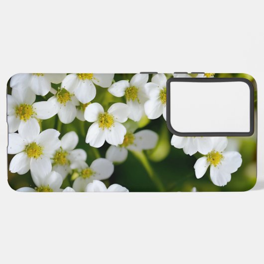 Klein wit bloemontwerp samsung galaxy hoesje (Linkerkant)