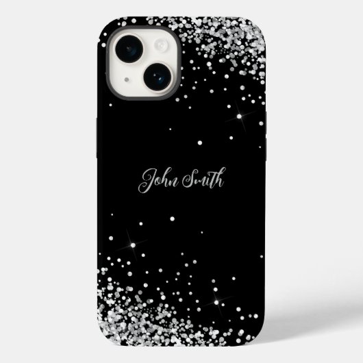 Klein wit grijs glitter zwarte tekst  Case-Mate iPhone case (Achterkant)