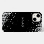 Klein wit grijs glitter zwarte tekst  Case-Mate iPhone case (Achterkant (horizontaal))