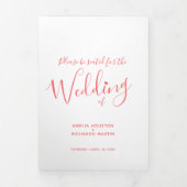 Klein wit hartschrift koraalwitte bruiloft drieluik programma (Cover)