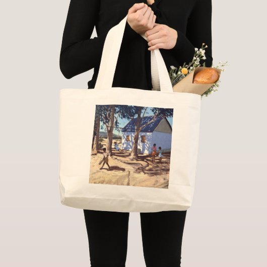 Klein wit huis Karoo Zuid-Afrika Grote Tote Bag (Voorkant (product))