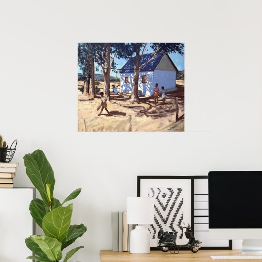 Klein wit huis Karoo Zuid-Afrika Poster (Thuiskantoor)