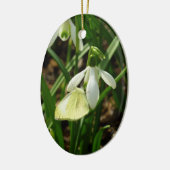 Klein wit op sneeuwval keramisch ornament (Links)