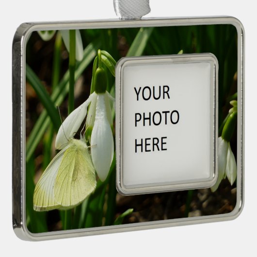 Klein wit op sneeuwval verzilverd omlijst ornament (Rechts)