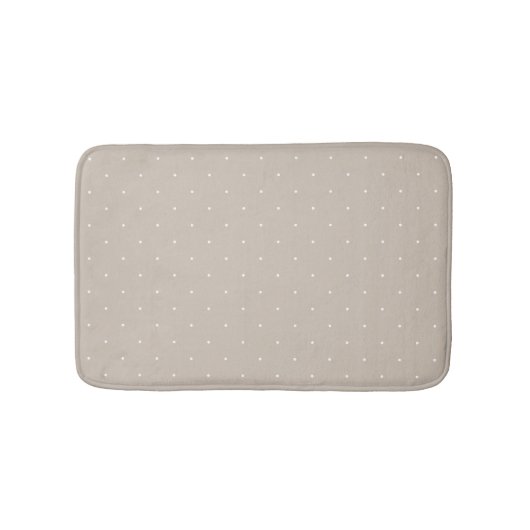 Klein wit stippenpatroon op koele beige greige badmat (Voorkant)