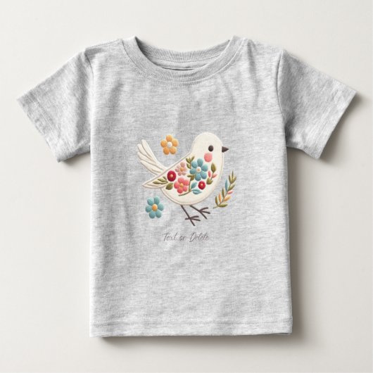 Klein wit vogeltje bloem baby t-shirt (Voorkant)