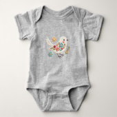 Klein wit vogeltje gebloemde babybodysuit romper (Voorkant)