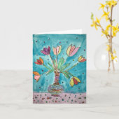 Klein wit wenskaart (tulpen) kaart (Gele Bloem)