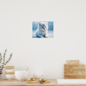 Klein Witte Katje in Sneeuw Kerstmis Poster (Keuken)