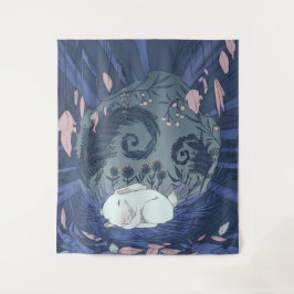 Klein Witte Konijn Slapend Wandkleed