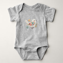 Klein Witte Vogel Bloemige Baby Body Romper