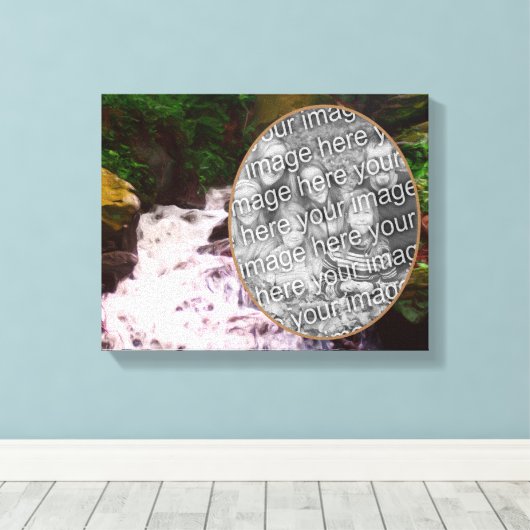 Klein Woodland waterval schilderij Voeg je foto to Canvas Afdruk (Insitu (Houten vloer))