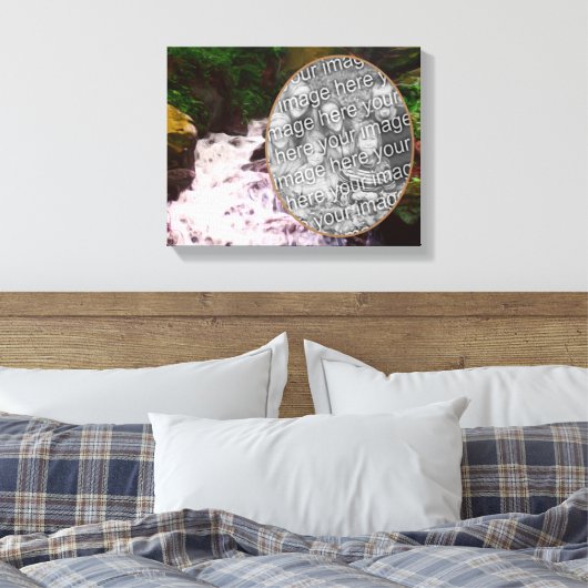 Klein Woodland waterval schilderij Voeg je foto to Canvas Afdruk (Insitu (Slaapkamer))