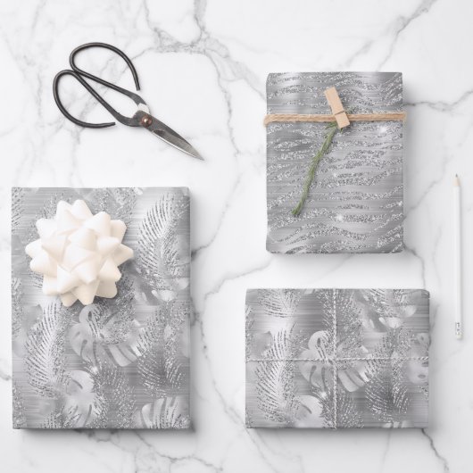 Klein zilveren glazen proefdruk inpakpapier vel (Voorkant)