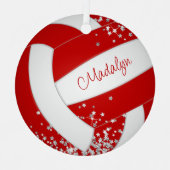 Klein zilveren sterren rood volleybal keepsake jaa metalen ornament (Voorkant)