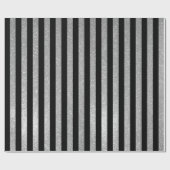 Klein zilverglitter zwart gestreept verpakkingspap cadeaupapier (Vlak)