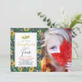 Klein Zonnebloempatroon Navy Verjaardagsfoto Kaart (Staand voorkant)