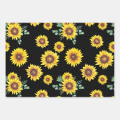 Klein zonnebloempatroon op zwarte achtergrond inpakpapier vel (Voorkant 3)