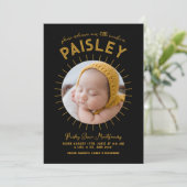 Klein Zonneschijn Retro Fotocollage Geboorte Aankondiging (Staand voorkant)