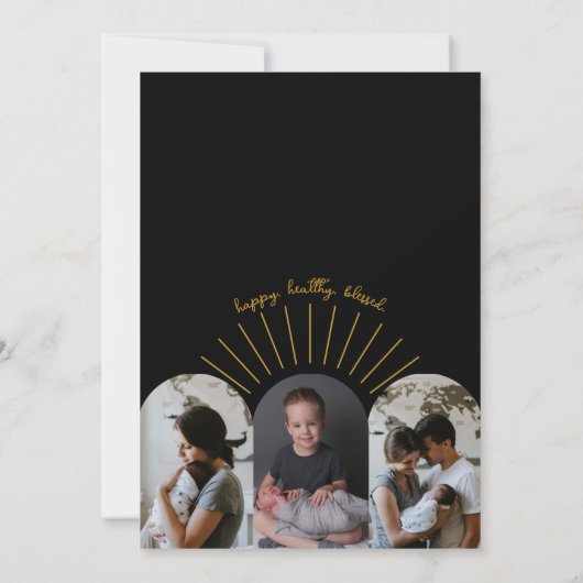 Klein Zonneschijn Retro Fotocollage Geboorte Aankondiging (Achterkant)