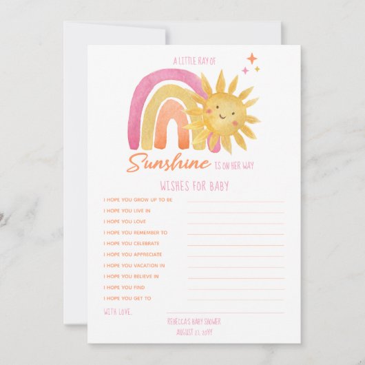 Klein zonneschijnlijk Baby shower wil Baby Kaart (Voorkant)