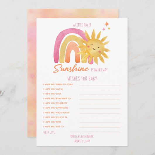 Klein zonneschijnlijk Baby shower wil Baby Kaart (Voorkant / Achterkant)