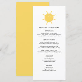 Klein Zonnestralenfeestje  Menu