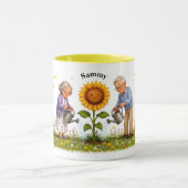 Klein zonnetje van de grootouders koffiemok mok (Midden)