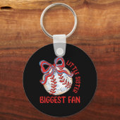 Klein zusje grootste fan Funny Game Day Honkbal Sleutelhanger (Voorkant)