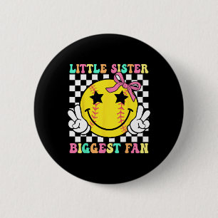 Klein zusje grootste fan Retro zachtjes zusje meis Ronde Button 5,7 Cm