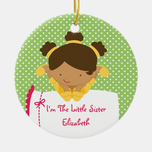 Klein zusje Kerst Ornament Lief Meisje (Voorkant)