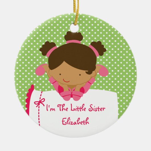 Klein zusje Kerst Ornament Lief Meisje (Voorkant)
