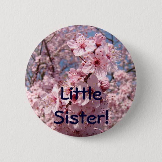 Klein zusje! knop Roze Boom Bloesem Ronde Button 5,7 Cm (Voorkant)