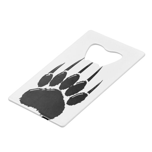 Klein zwart Beer afdrukken Creditkaart Flessenopener (Voorkant Gekanteld)