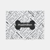 KLEIN zwart Bone met naam op wit Fleece Deken (Voorkant (Horizontaal))