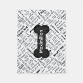 KLEIN zwart Bone met naam op wit Fleece Deken (Voorkant)