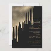 Klein zwart gouden gradiënt druist huwelijksthema kaart (Voorkant)