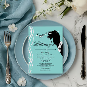 Klein zwart jurkje Blauw glamour bruiloftsfeest Kaart